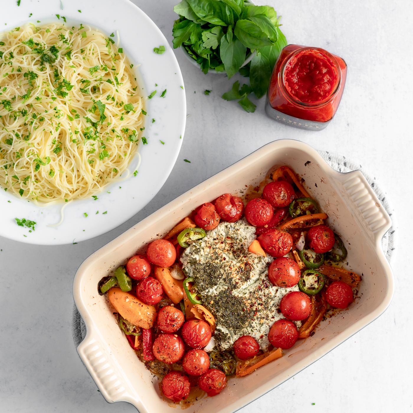 Pasta with Goat Cheese Bake The Addy Bean