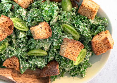Super Easy Kale Caesar Salad Recipe