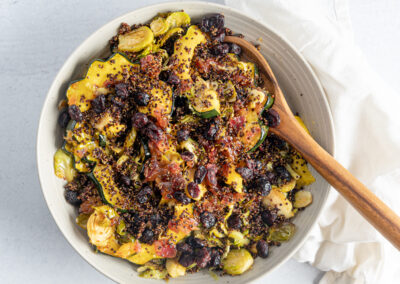Homemade Warm Brussel Sprouts Salad with Acorn Squash