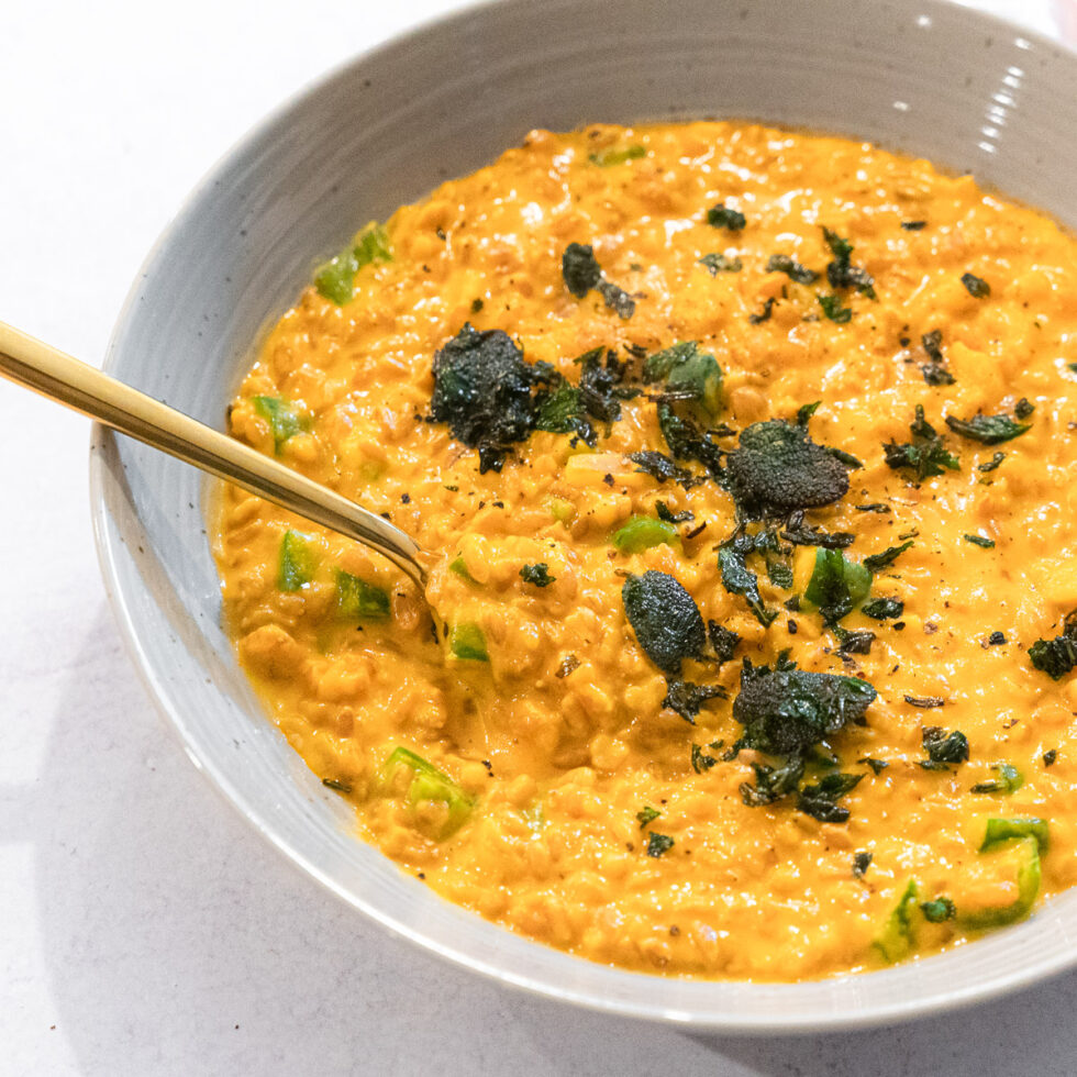 Creamy & Easy Butternut Squash Farro Risotto (Farrotto) | The Addy Bean