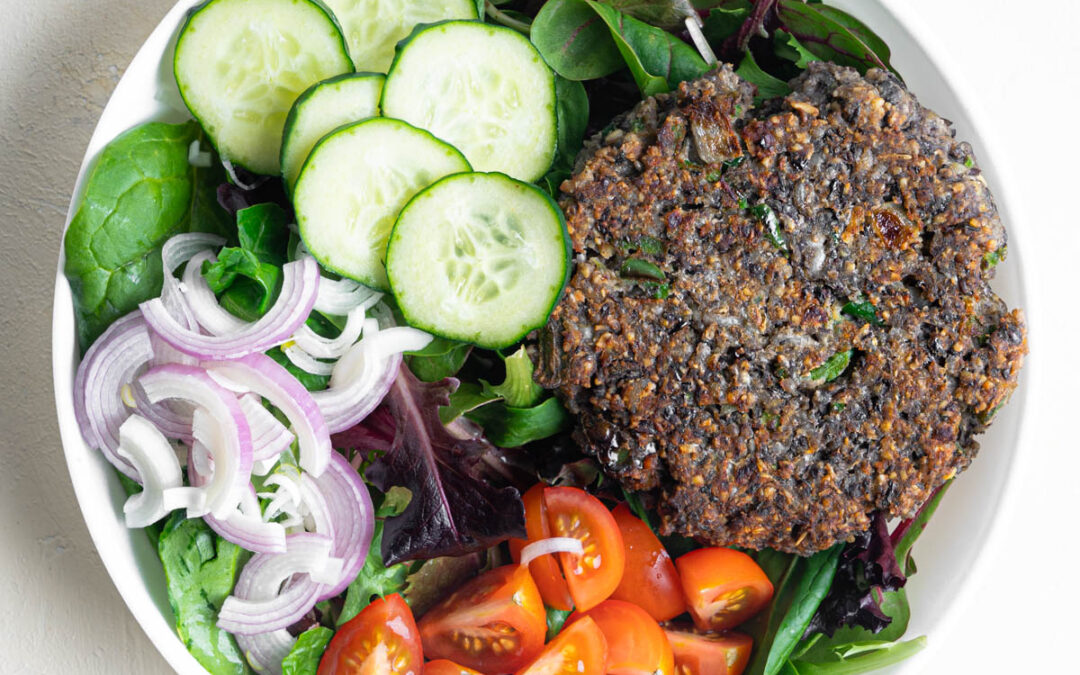 Quick & Easy Loaded Black Bean Burger Salad Recipe