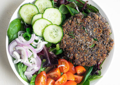 Quick & Easy Loaded Black Bean Burger Salad Recipe
