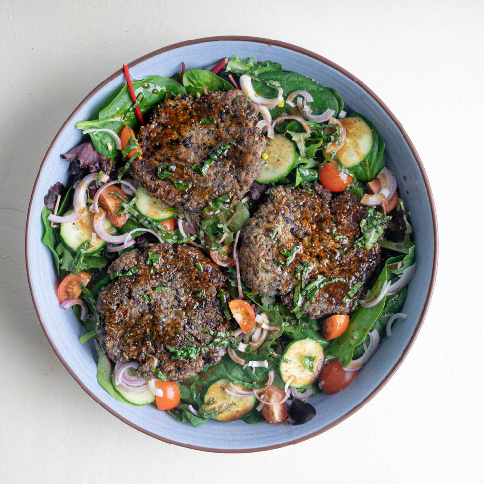 Quick & Easy Loaded Black Bean Burger Salad Recipe The Addy Bean