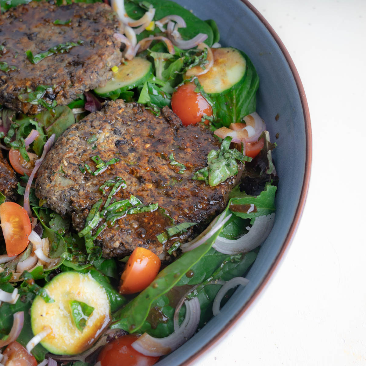 Quick & Easy Loaded Black Bean Burger Salad Recipe The Addy Bean