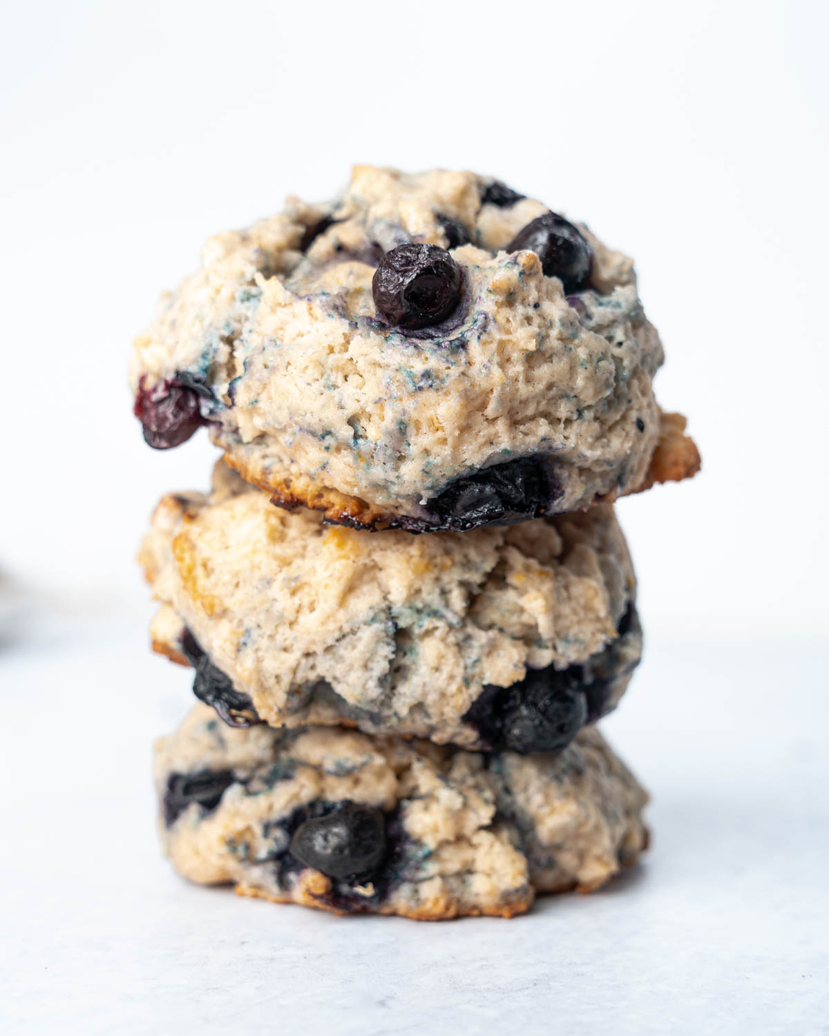 Three Blueberry Biscuits Stacked 