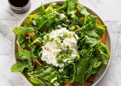 Arugula Cottage Cheese Salad with Balsamic Dressing