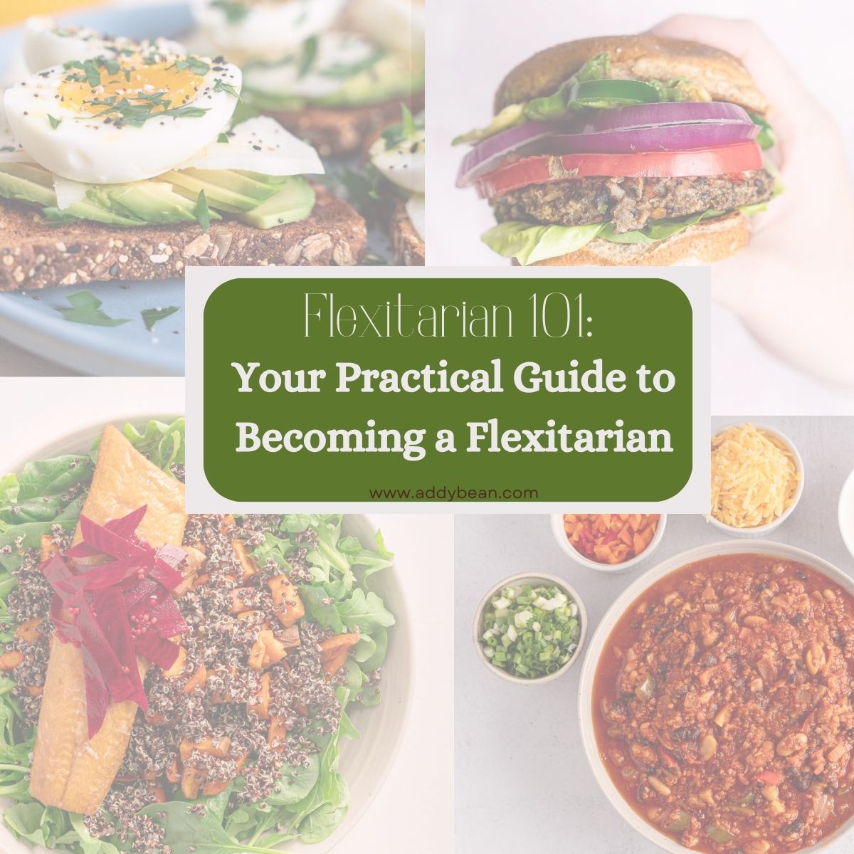 4 images of flexitarian food transparent in the background