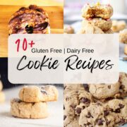 Four images of gluten free dairy free cookies with text overlay